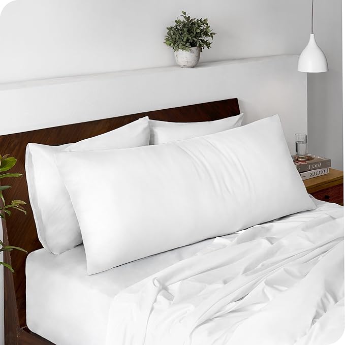 Bare Home Microfiber Body Pillow Cover - Ultra Soft - Cooling Pillowcase - Double Brushed - Pillowcase with Zipper Closure - Easy Care (20''x54'' Body Pillow Cover, White)