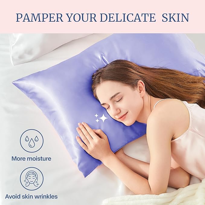 BEDELITE Satin Pillowcase for Hair and Skin, Super Soft Similar to Silk Pillow Cases 4 Pack with Envelope Closure, Cooling Pillowcases for Women Men (20"x26" Standard Size, Lilac)