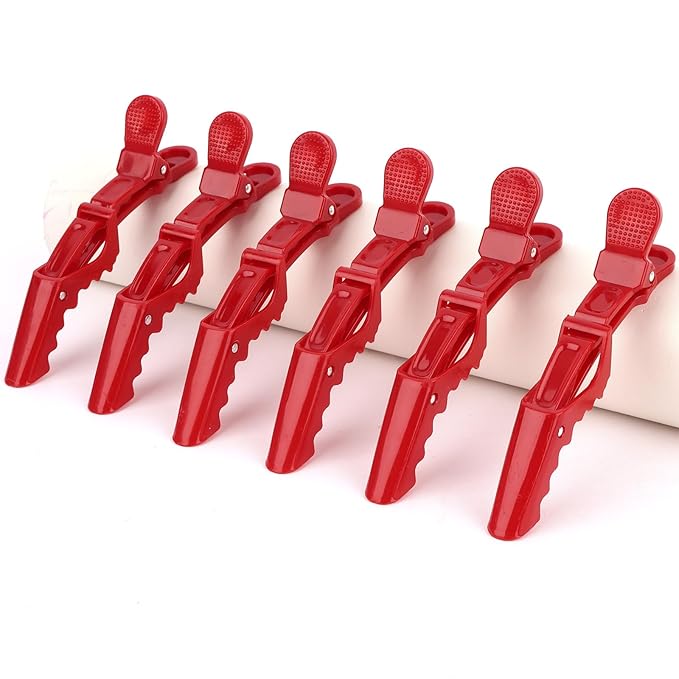 30 Pack Red Alligator Hair Clips for Styling Sectioning Large Salon Pro Hair Clips for Barber Hair Coloring, Cutting, Sectioning Big Gator Clips Hair Styling Accessories for Women Men