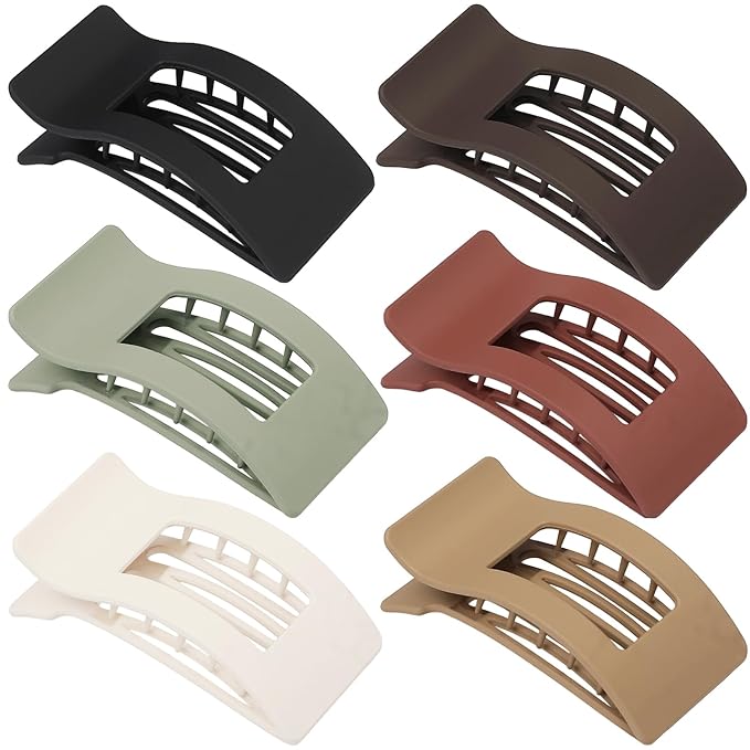 French Flat Hair Clips for Women 6pcs Hair Claw Clips for Thick or Thin Hair Matte Claw Clips for Girls Barrettes Non-Slip Strong Hold Hair Accessories for Women (Basic)