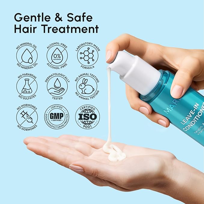 MAREE Leave In Conditioner for Dry Damaged Hair - Leave In Conditioner for Curly Hair Care - Color Treated Hair Moisturizer for Women & Men with Keratin & Argan Oil - Acondicionador Para Cabello