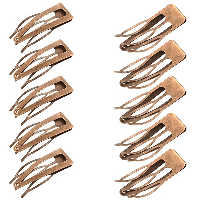 Chinco 24 Pcs Double Grip Hair Clips Metal Snap Clips Women Barrettes for Hair Making, Salon Supplies(Red Ancient Bronze,2 Inch)