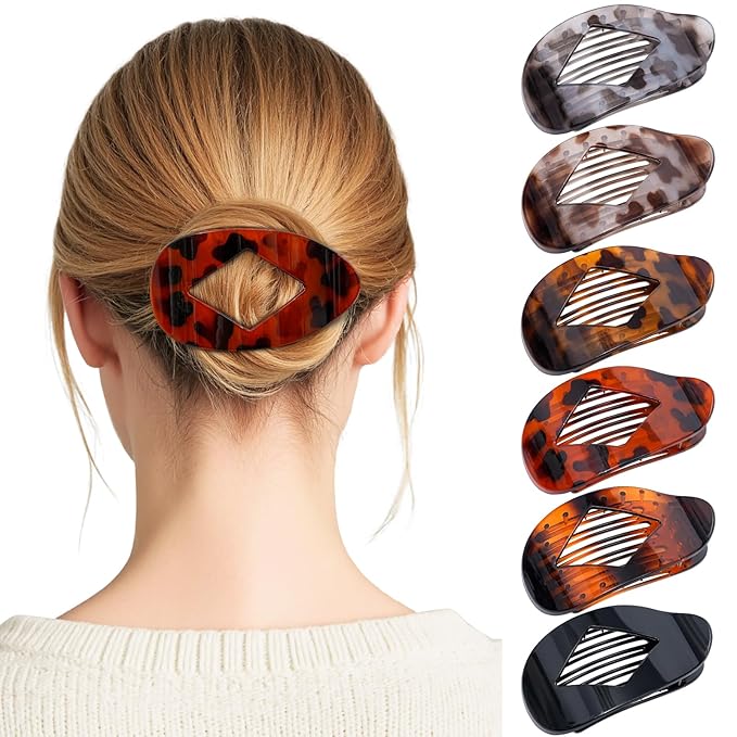 6 PCS Flat Hair Clips for Women - French Medium Flat Claw Clips for Thick Thin Hair, Strong Grip Non Slip Hair Claw Clips for Women Girls