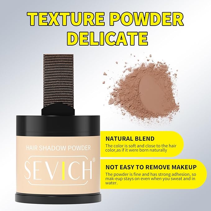 Sevich Hairline Powder 10g with Brush, Instantly Conceals Hair Loss & Thinning & Gray, 48H Waterproof Root Touch Up Powder, Natural Hair Shadow Toppers for Women & Men, 1 Box = 2.5 Boxes,Light Brown