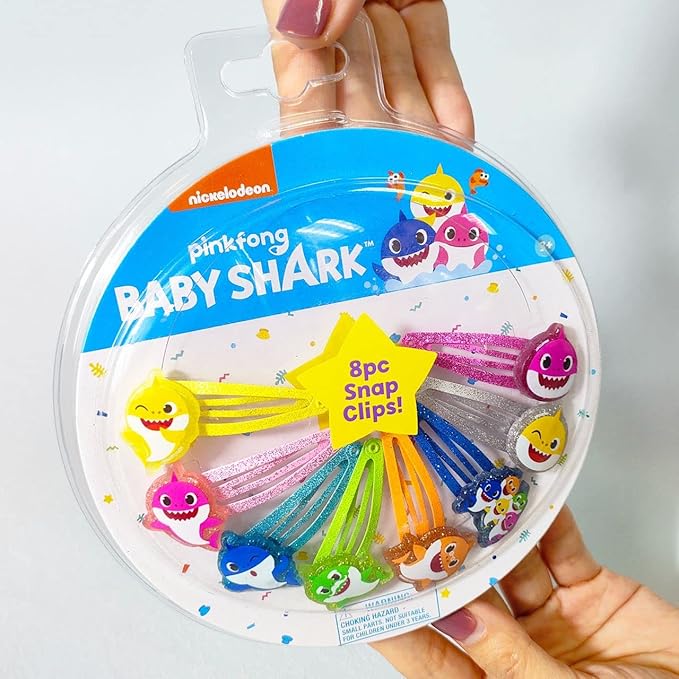 Baby Shark Kids Hair Clips for Girls Snap Clips 8 Pack Multi Color Ages 3+