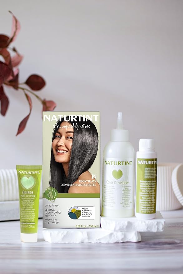 Naturtint 1N Ebony Black Permanent Hair Color (Pack of 6), Ammonia Free, Vegan, Cruelty Free, up to 100% Gray Coverage, Long Lasting Results (Packaging may vary)