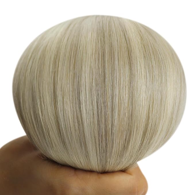 YoungSee Human Hair Sew in Extensions Blonde Ombre Hair Extensions Weft Sew in Hair Extensions Real Human Hair Ash Blonde Ombre Platinum Blond Long Straight Hair 22inch 100g