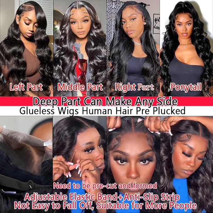32 Inch Lace Front Wig Human Hair Body Wave Wig 13x6 Lace Frontal Human Hair Wigs for Women 200% Density HD Lace Glueless Wigs Pre Plucked Wigs for Women