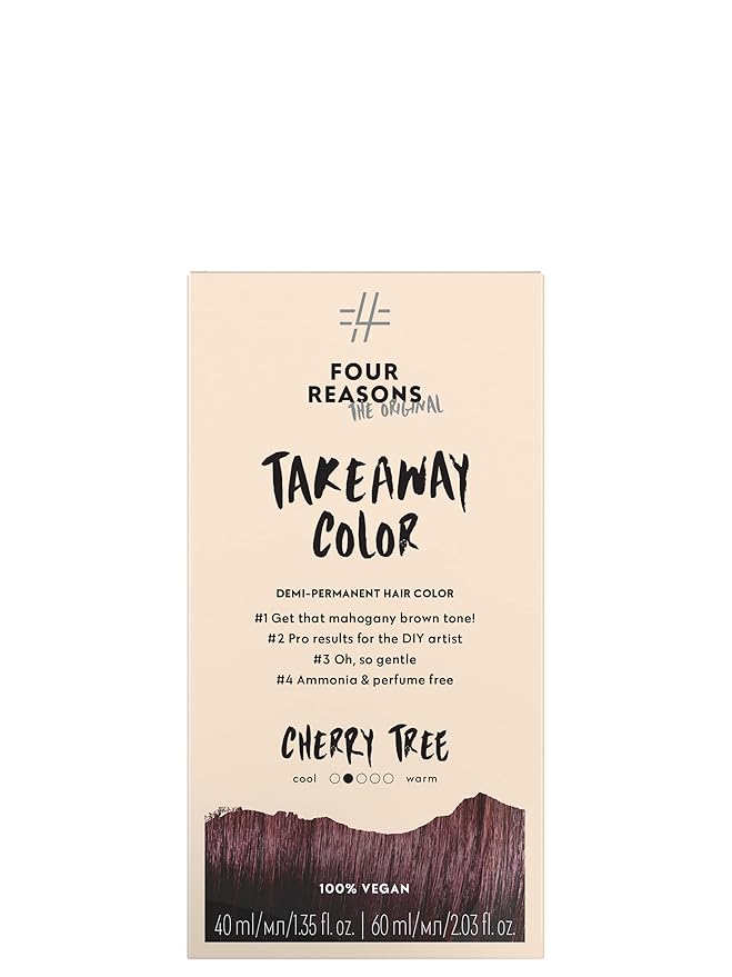 Four Reasons Original Takeaway Color - Cherry Tree – 5.52 Mahogany Brown - Demi-Permanent Hair Color - Ammonia-Free and Fragrance-Free Hair Dye - 100% Vegan & Cruelty Free