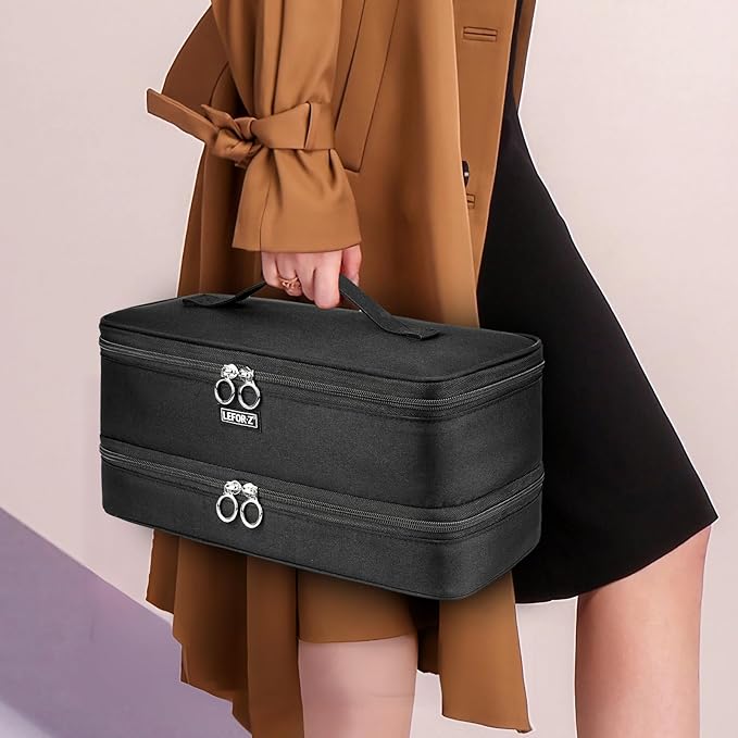 Travel Carrying Case Compatible with Shark Flexstyle/FlexFusion/Hair Dryer,Double-Layer Hair Hot Tools Storage Bag Fits for Dyson Airwrap Styler/Supersonic Hair Dryer and Attachments,Black-Bag Only