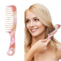 Large Wide Tooth Hair Comb, LADYAMZ [Tortoise Shell] Cellulose Acetate Round Tooth Comb for Straight/Curly Hair,Short/Long Hair Women Men or Kids, Easy Detangling Wet or Dry, Anti-static (Purple)