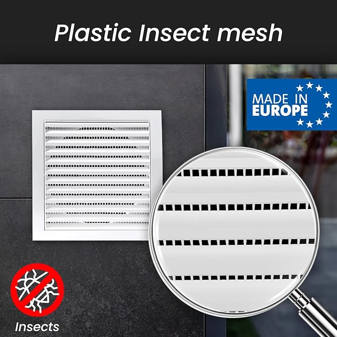 Repa Market 6 Inch White Dryer Vent Hood/Duct Cover for Walls or Ceiling/ABS Plastic Louvered Air Grille with Built-in Mesh Screen/Exhaust and Dryer Vent Covers for Indoor & Outdoor Use