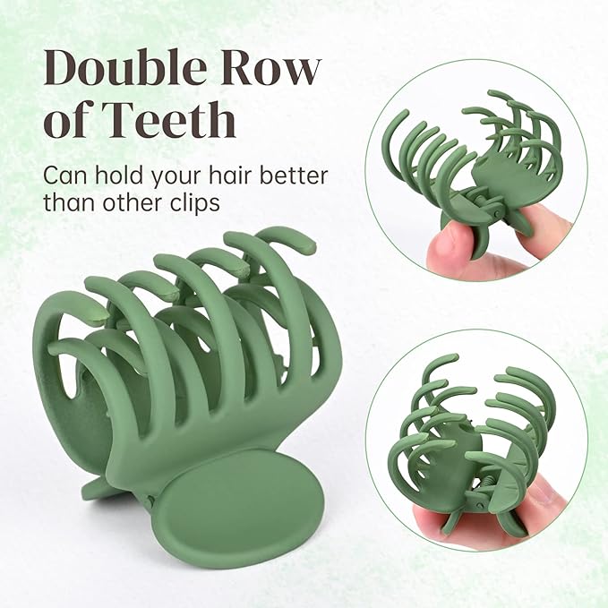 DEEKA Hair Clips Small Claw Clips for Thin Hair 4 Pack Double Row Teeth 1.6" Medium Matte Non-slip Short Hair Accessories for Women and Girls -Green Blue Pink