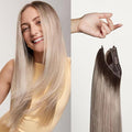 Luxy 100% Remy Human Hair – Halo Clip-In Hair Extensions –Natural Looking Volume & Length - One-Piece - Easy 5-Min Application 180 grams 20" Dimensional Rooted Ash Blonde