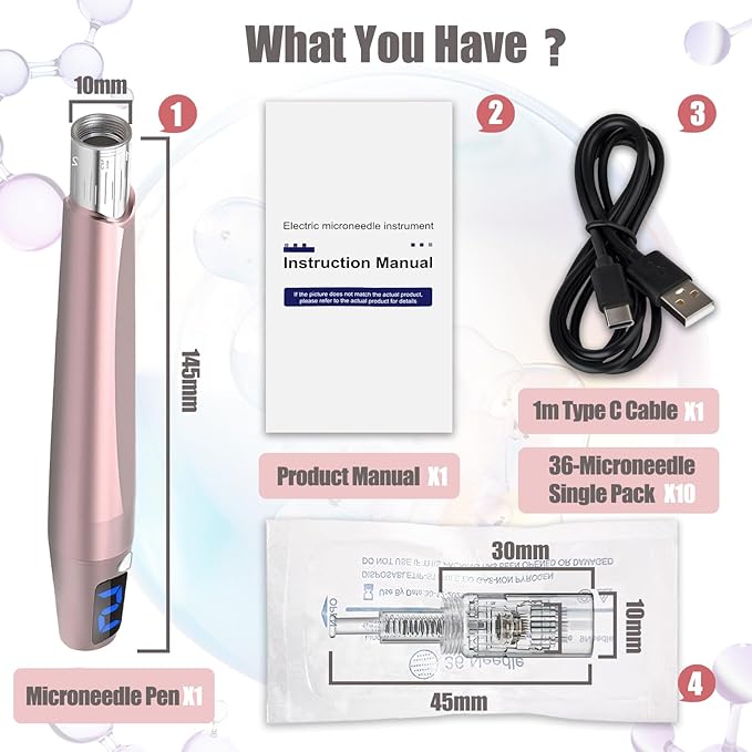 Microneedling Pen - 0.25mm Micro Needling Tool for Face & Scalp, Dr Pen Microneedling for Women & Men, Home Use Dermapen HDHXT