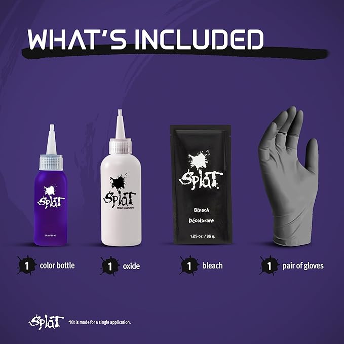 Splat Purple Desire Semi Permanent Hair Dye Kit with Bleach, 1 Application, Includes Purple Hair Dye, Oxide & Bleach Powder, Vegan & Cruelty Free Hair Color