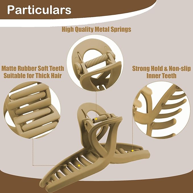 Big Hair Claw Clips 5-Pack 5.1" Non-Slip Hair for Women and Girls with Long, Thick Hair Jelly & Matte Clips (Oval-A 5pcs 5.1")