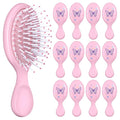 12 Pcs Butterfly Mini Detangler Brush, Mini Travel Hair Brush, Bristles Plastic Detangling Brush,No Tangle Soft Flexible Bristles for Straight, Curly, Thick Hair for Party Gift