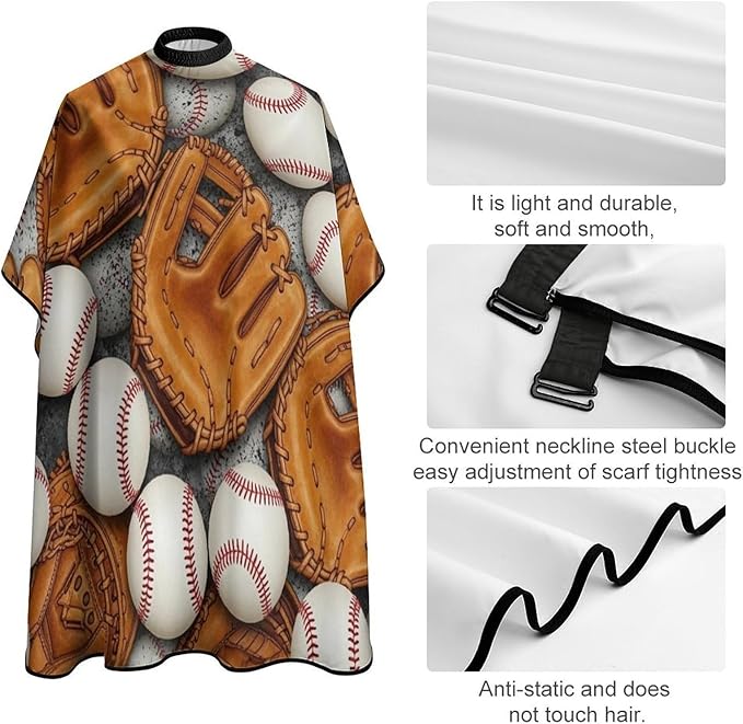 Lightweight Haircut Barber Cape Cover, Baseballs Haircut Hairdressing Cloth Apron Hair Dress Apron Cloak for Makeup Artist Beautician