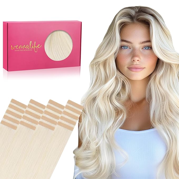 WENNALIFE Tape in Hair Extensions Human Hair, Tape Hair Extensions Real Human Hair Tape Extensions Coloured