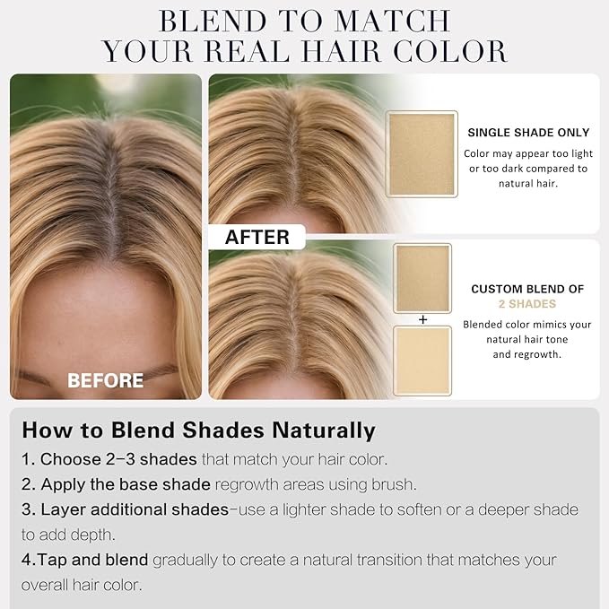 Root Touch Up Hair Color – 3 Color Blendable Hairline Powder for Gray Coverage, Root Cover Up & Thinning Edges – 48H Sweat Resistant, Natural Finish for Women & Men – Blonde