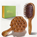 Wooden Scalp Massager Tool set, Christmas Gifts for Mon, Head Massager Brush for Hair Growth, Curl Detangler Brush, Travel Wet Hair Brush, Body Gua sha tool for Lymphatic Drainage Stress Relief