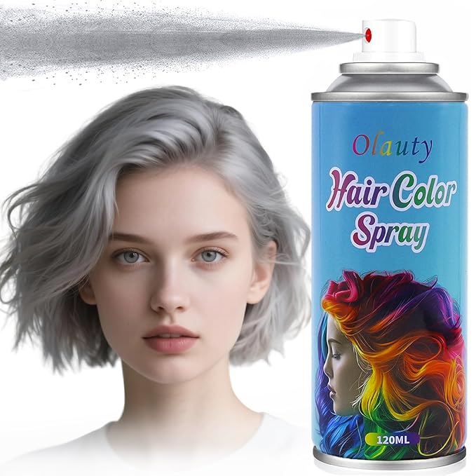 Gray Hair Dye Temporary Hair Color Spray for Kids Women, Temporary Hair Dye Spray Washable Hair Color Wax Non-Sticky For For Cosplay DIY, Party, Christmas, Halloween (Gray)