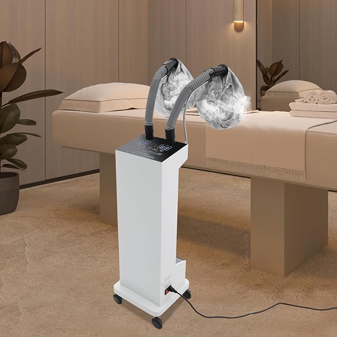 Hair Steamer, Professional Micro Mist Hair Color Processor with 2 Vaporizing Caps, 650W Vertical Hair Care Machine with Rolling Wheels, Salon Spa Equipment for Deep Hair Care Repair, Hair Styling