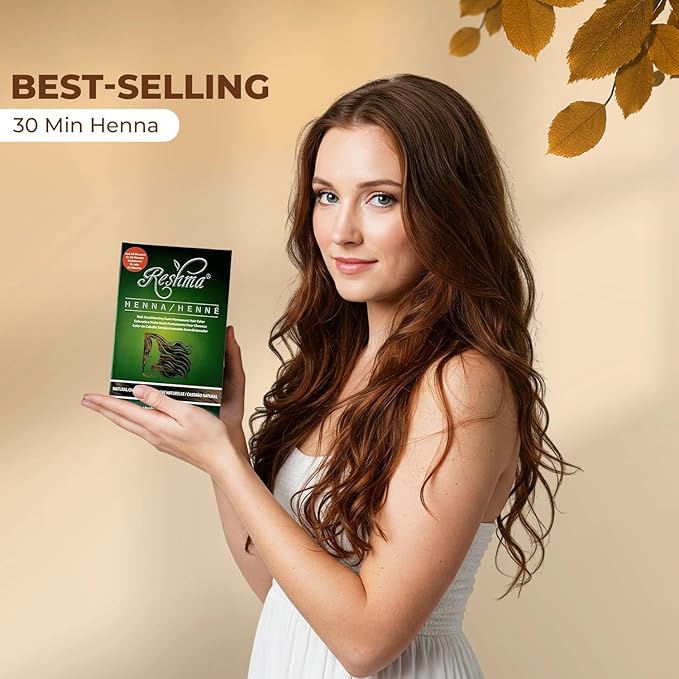 Reshma Beauty 30 Minute Henna Hair Color Infused with Organic Henna Lawsonia Inermis 100% Gray Coverage for Soft, Shiny Hair, Plant-Based Hair Dye—1.05 oz Pack of 1 (Chestnut)