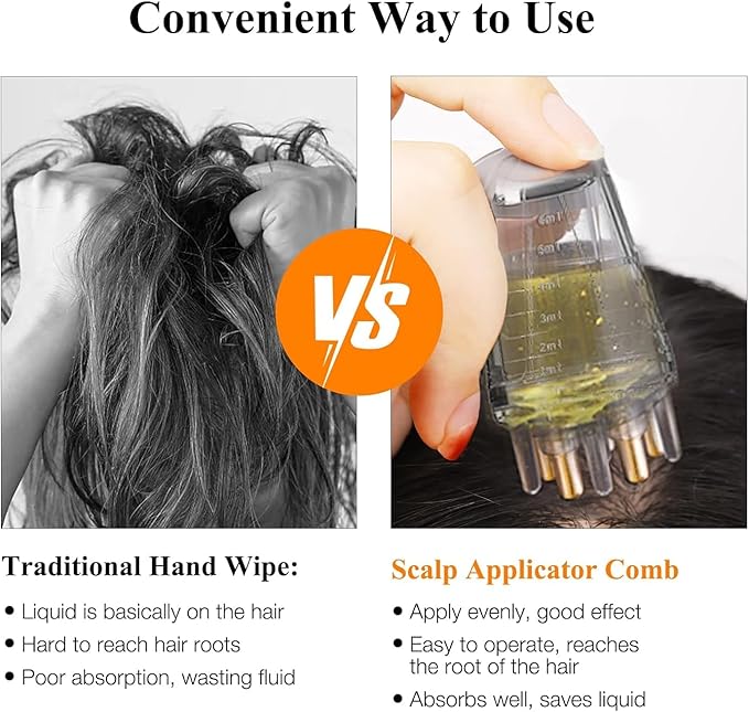 Scalp Applicator Comb, Scalp Oil Applicator, Root Comb Applicator Bottle for Hair, Hair Serum Applicator Suitable for Various Liquids, Suitable for Home and Travel-Transparent