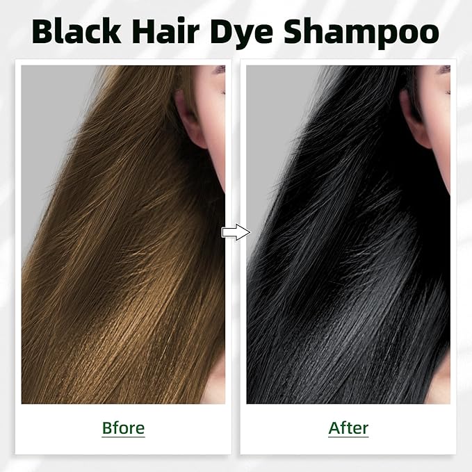 Black Hair Dye Shampoo 3 in 1 for Gray Coverag Color Shampoo for Women/Men Instant Herbal Semi Permanent champu para canas