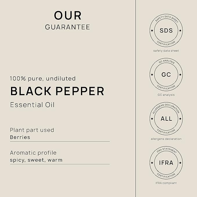 VINEVIDA Black Pepper Essential Oil - Gallon - 128 Fl Oz (3948.87 ml) - Undiluted - Natural - Cleansing - DIY Scents - Topical & Diffuser Use