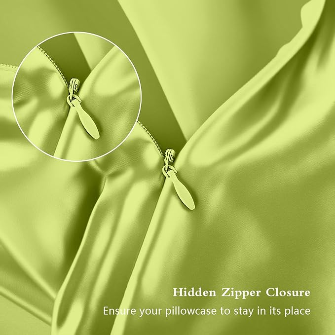 Mulberry Silk Pillow Cases Queen Size, Silk Pillowcase for Hair and Skin, Both Sides Natural Silk Satin Pillowcase for Sleeping Women with Zipper, Gifts for Women Men, Olive Green