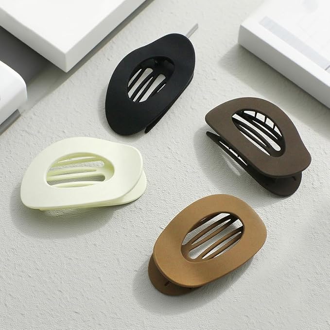 Flat Hair Clips for Women - 4 Pack Matte Lay Flat Claw Clips, Non-Slip Strong Hold Duckbill Clips for Thick/Thin Hair, Neutral Color Hair Accessories for Daily Styling