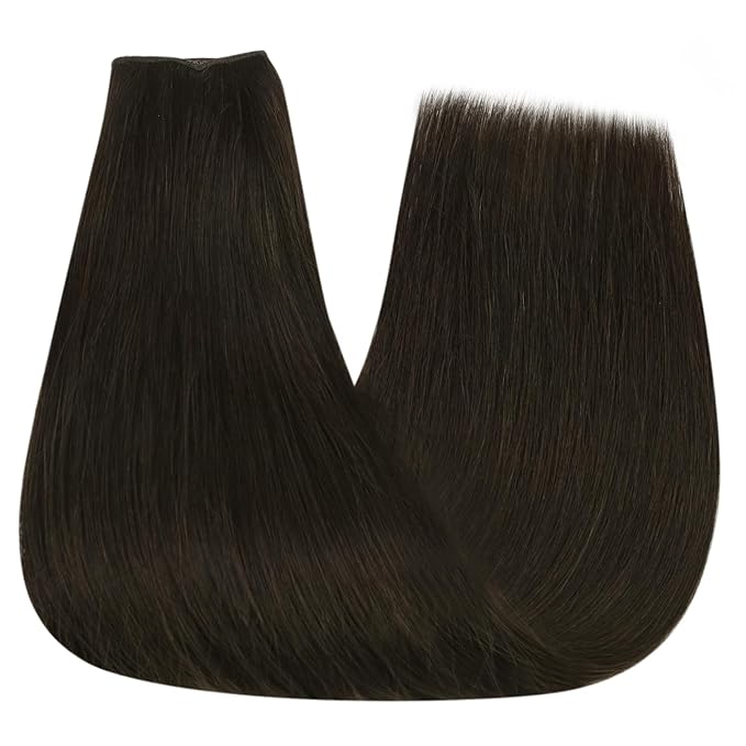 YoungSee 135G Wire Hair Extensions Real Human Hair Darkest Brown Hair Extensions Invisible Wire Dark Brown Layered One Pice Hair Extension for Women 24Inch