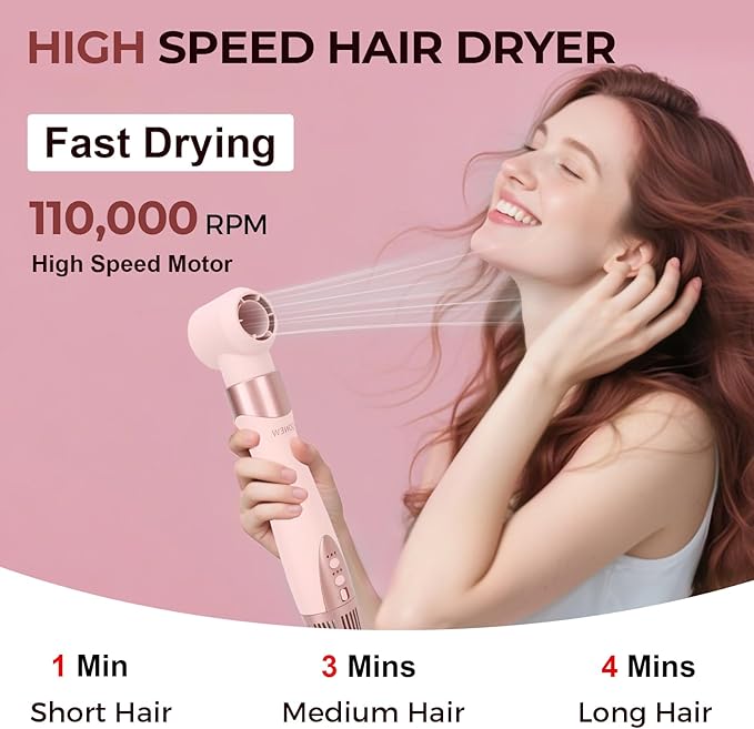 6-in-1 Multi Hair Styler | Air Styling & Drying System | Powerful Hair Dryer Brush | No Heat Damage | Auto-Wrap Curlers, Oval Brush, Round Brush, Comb & Storage Bag