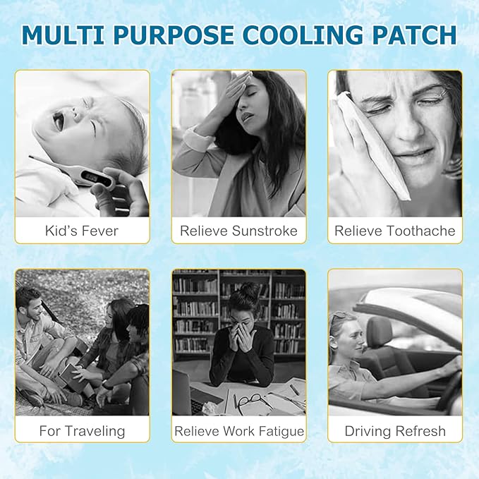 16 Sheets Fever Patches for Kids - Hot Weather Cooling Gel Patches for Adults - Headache Patches - Forehead Fever Cool Pads
