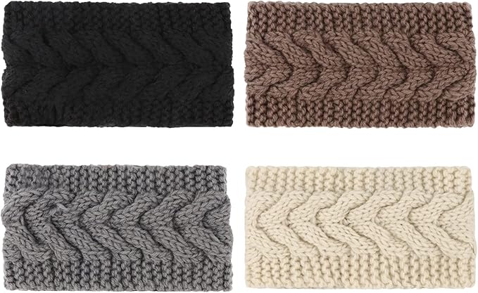 DRESHOW Knit Crochet Headband for Women Ear Warmer Soft Turban Stretch Warmer Headbands Winter Fashion Head Wrap