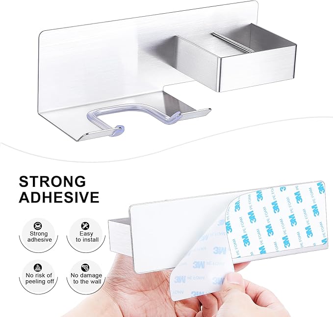 Hair Straightener Holder for Wall, Adhesive Straightener Holder, Blow Dryer Holder Wall Mounted, Stainless Steel Hair Dryer Holder Curling Iron Organizers Storage, Bathroom Hair Tools Holder
