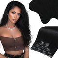 Moresoo Real Hair Extensions Clip ins Human Hair Black Double Weft Clip on Extensions Human Hair Jet Black Remy Clip in Hair Extensions Real Human Hair Full Head Set 7pcs/150g 22inch