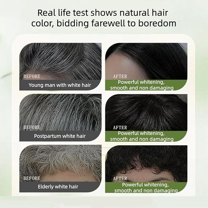 Long-Lasting Botanical Essential Oil Hair Dye,Mild Formula Long Lasting Hair Dye Set,Plant-Based Hair Color for Gray Coverage (Natural Black)