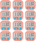 12 Pack Digital Kitchen Timers for Cooking Magnetic Timer for Cooking Loud Alarm Pink