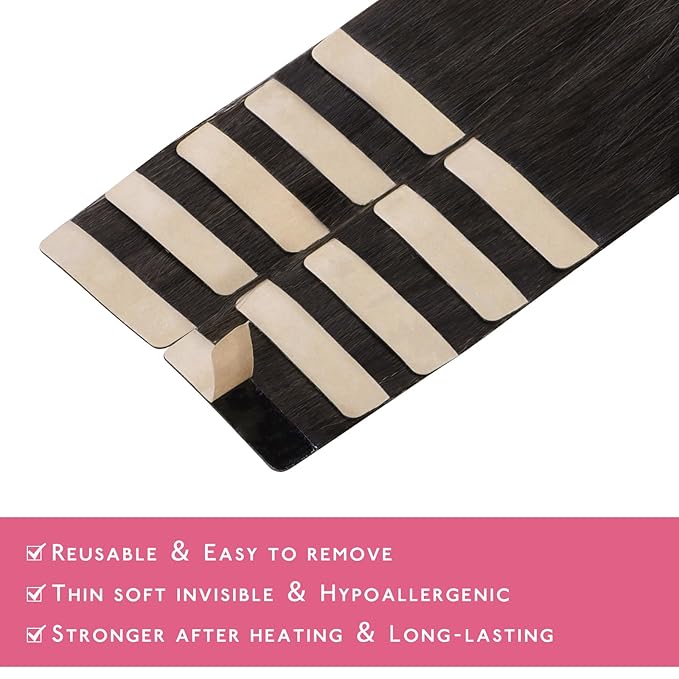 WENNALIFE Tape in Hair Extensions Human Hair Balayage Dark Brown Mixed Chestnut Brown Tape in Extensions, 10pcs 30g 20 inch Remy Invisible Tape Ins Straight Soft Real Human Hair Tape in Extensions