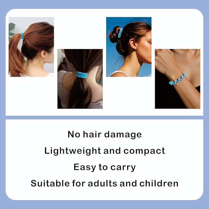 Spiral Hair Ties, 60-Pc Elegant Hair Scrunchies Elastic Hair Ties for Women's Hair Comfortable, Non-Slip, No Damage Perfect for Various Occasions/Styles, Ideal Gift for Girls, Kids