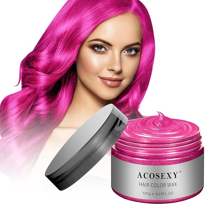 Temporary Hair Color Wax Dye,Hair Spray Color, Natural Hair Wax Color, Kids Temporay Hair Wax Dye Ash for Halloween Cosplay,Party,Masquerade (Pink, 120g)