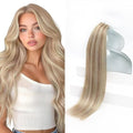 Sunny Hair Blonde Tape in Hair Extensions Human Hair Ash Blonde Highlight Bleach Blonde Hair Extensions Tape in 12 Inch Remy Tape in Txtensions for Women Wedding 20Pcs 30g