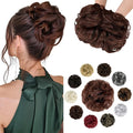 Messy Bun Hair Piece Wavy Curly Scrunchies Fluffy Donut Thick Updo Elegant Chignon Hairpieces for Women Girls, Dark Auburn 1.4oz