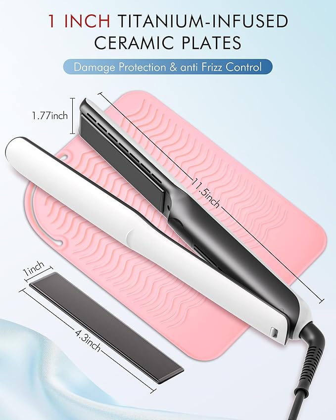 Betahouse Flat Iron Hair Straightener and Curler 2 in 1 with Cooling Air Vents and Add Essential Oil, 1 Inch Titanium Straightening Curling Iron Airflow Styler 3 Temp UP to 450℉ Dual Voltage