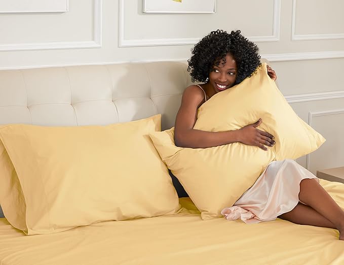 Sunflower Queen Pillowcases Set of 2, 100% Cotton Queen Pillow Cases 2, 20×30 inches Sheepskin, Soft and Breathable