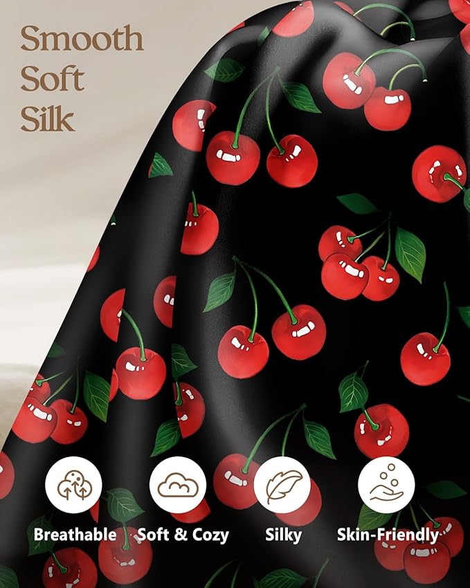 2 Pack Mulberry Silk Pillowcase for Hair and Skin - Standard Size 20 x 26 Inches with Hidden Zipper Shiny Cherry 19 Momme Soft Sleeping Silk Pillow Case for Women, Moms